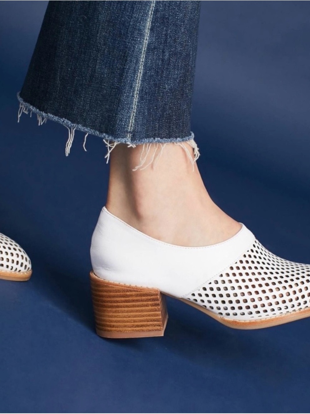 Jeffrey Campbell White Perforated Leather Block Heel